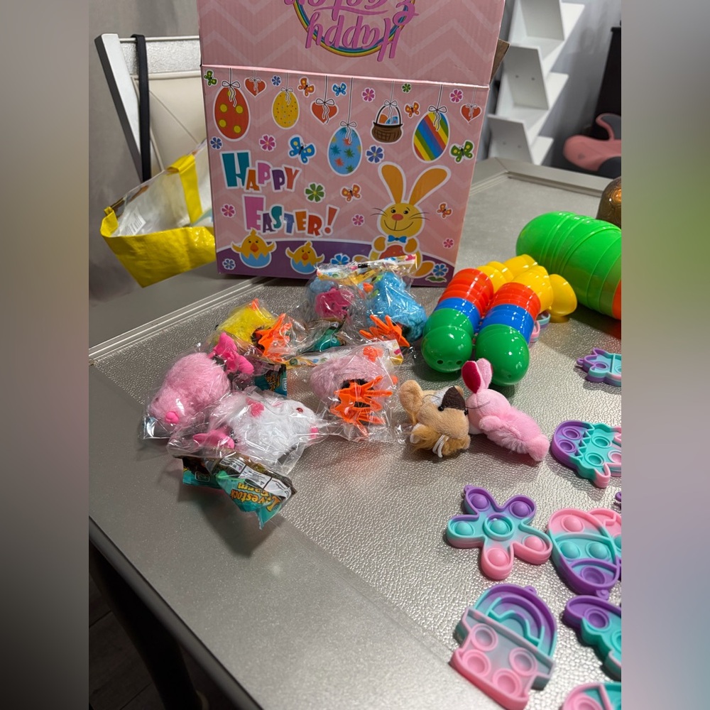 Easter Toy Set with Colorful Accessories. Pop its. Wind up bunnies/chicks.